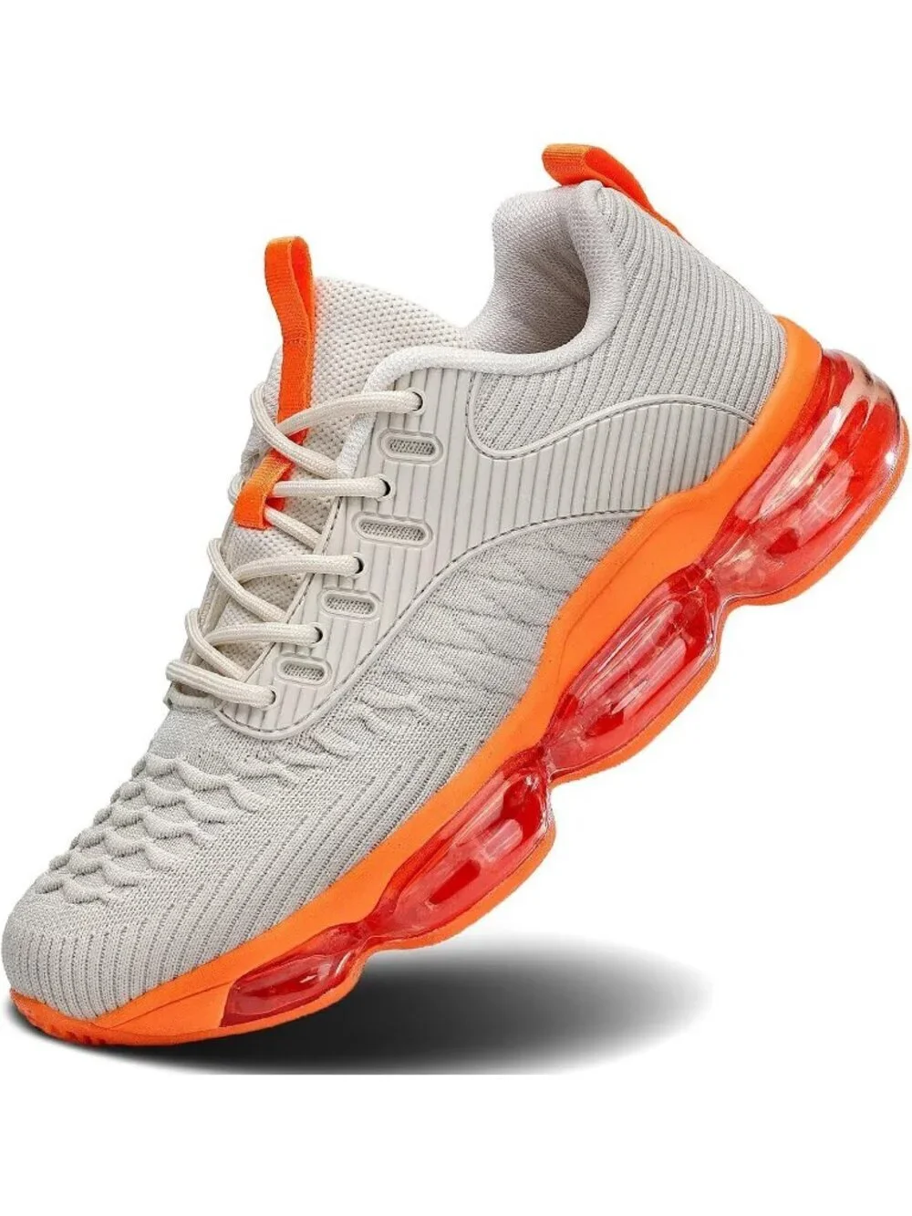 Women's Beige Orange Air Cushion Basketball Breathable Trainers Sneaker Shoes